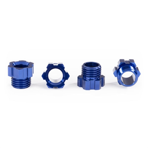 Stub axle nut, aluminum (blue-anodized) (4)