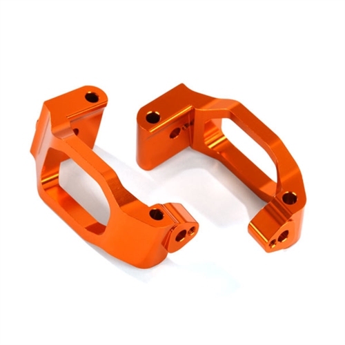 Caster blocks (c-hubs), orange-anodized, left & right