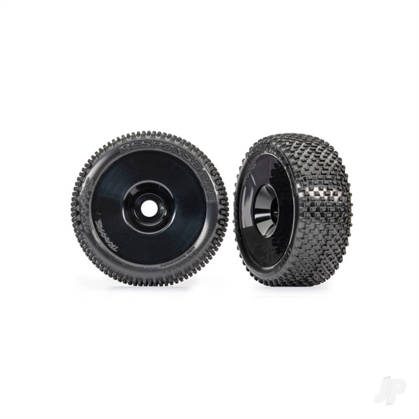 Tyres & wheels, assembled, glued (black dished 3.0" wheels, Response Pro 3.0" tyres, foam inserts) (2)