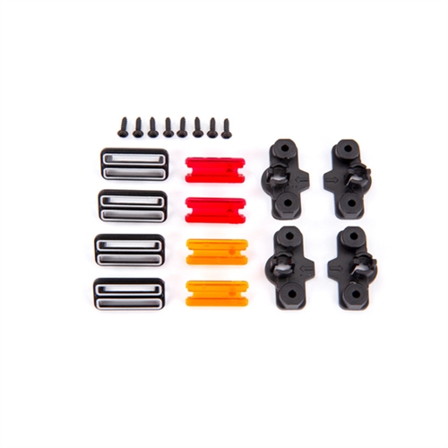 Marker light housing (4)/ marker light mount (4)/ marker light lens (red (2), amber (2))/ reverse lens (left & right)/ 1.6x5 BCS (self-tapping) (8)
