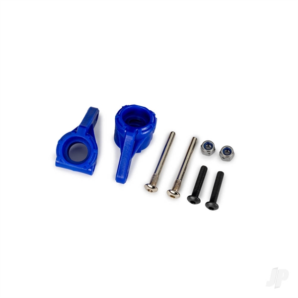 Steering blocks, extreme heavy duty, blue (left & right)/ 3x26mm hinge pins (2)/ 3x15mm BCS (2) (for use with #9180, 9181, 9182 upgrade kit)