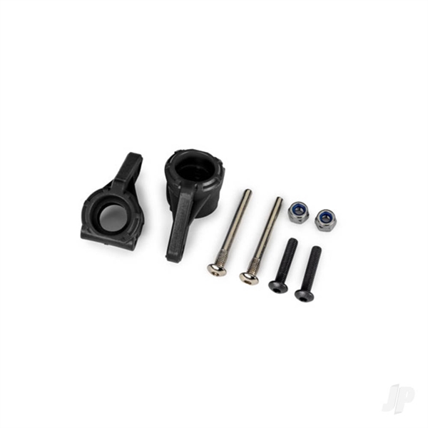 Steering blocks, extreme heavy duty, black (left & right)/ 3x26mm hinge pins (2)/ 3x15mm BCS (2) (for use with #9180, 9181, 9182 upgrade kit)