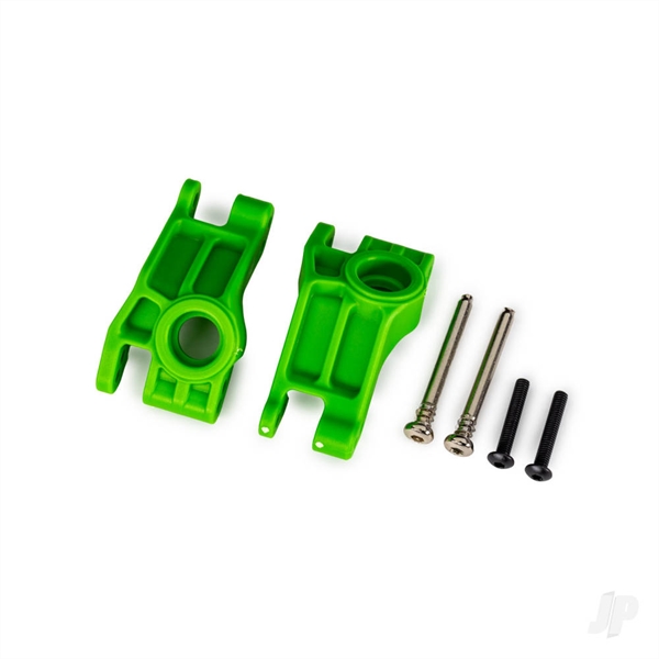 Carriers, stub axle, rear, extreme heavy duty, green (left & right)/ 3x31mm hinge pins (2)/ 3x18mm BCS (2) (for use with #9180, 9181, 9182 upgrade kit)
