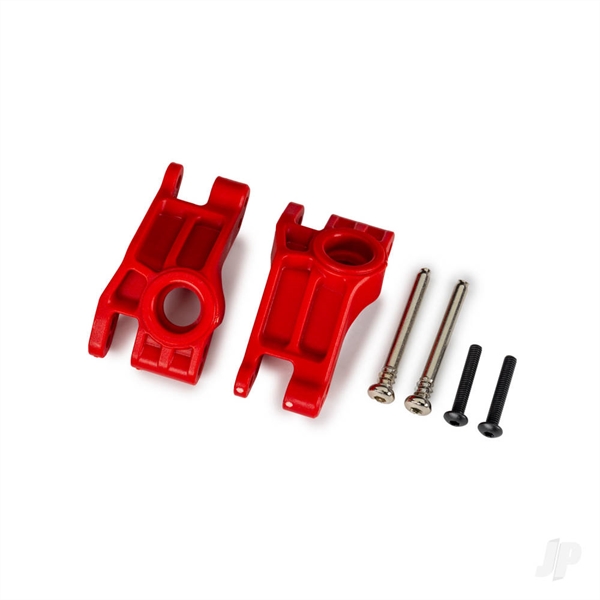 Carriers, stub axle, rear, extreme heavy duty, red (left & right)/ 3x31mm hinge pins (2)/ 3x18mm BCS (2) (for use with #9180, 9181, 9182 upgrade kit)