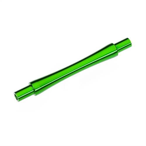 Axle, wheelie bar, 6061-T6 aluminium (green-anodised) (1)/ 3x12 BCS (with threadlock) (2)