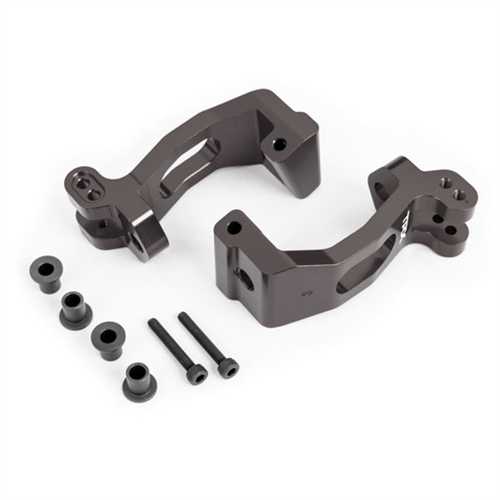Caster blocks (c-hubs), 6061-T6 aluminium (dark titanium-anodised), left & right/ kingpin bushings (4)