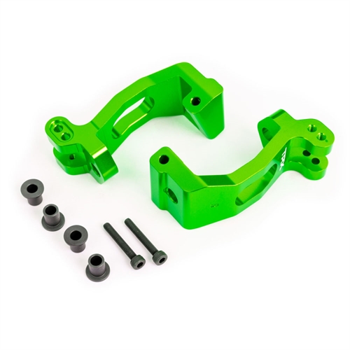 Caster blocks (c-hubs), 6061-T6 aluminium (green-anodised), left & right/ kingpin bushings (4)