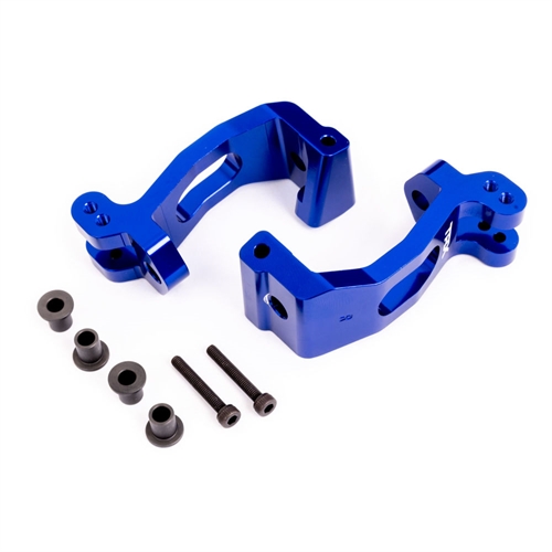 Caster blocks (c-hubs), 6061-T6 aluminium (blue-anodised), left & right/ kingpin bushings (4)