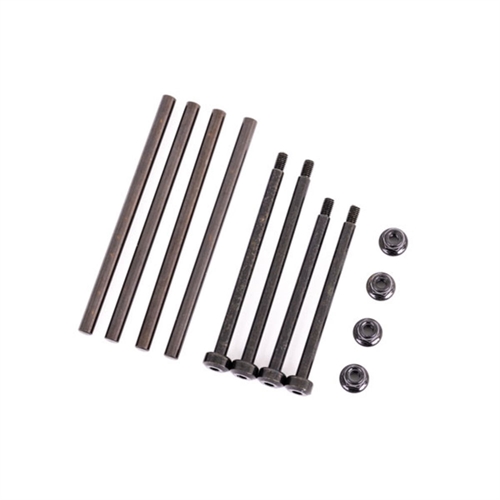 Suspension pin set, front & rear (hardened steel), 4x67mm (4), 3.5x48.2mm (2), 3.5x56.7mm (2) / M3x0.5mm NL, flanged (2)