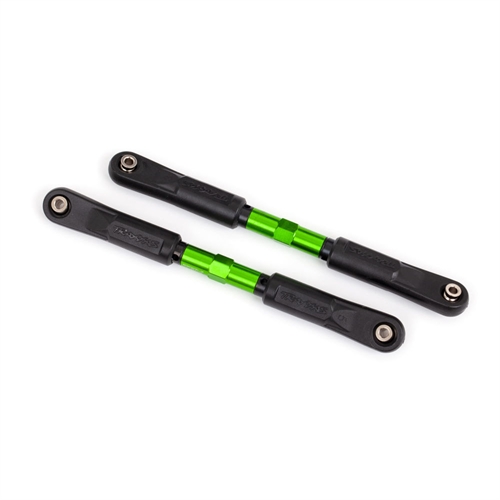 Toe links, Sledge (TUBES green-anodised, 7075-T6 aluminium, stronger than titanium) (120mm) (2)/ rod ends, assembled with steel hollow balls (4)/ aluminium wrench, 8mm (1)