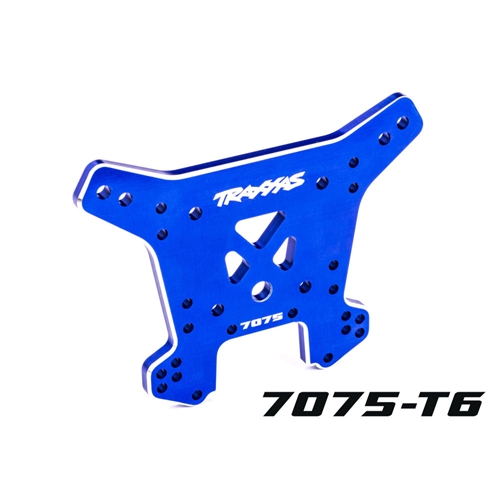 Shock tower, rear, 7075-T6 aluminium (blue-anodised) (fits Sledge)