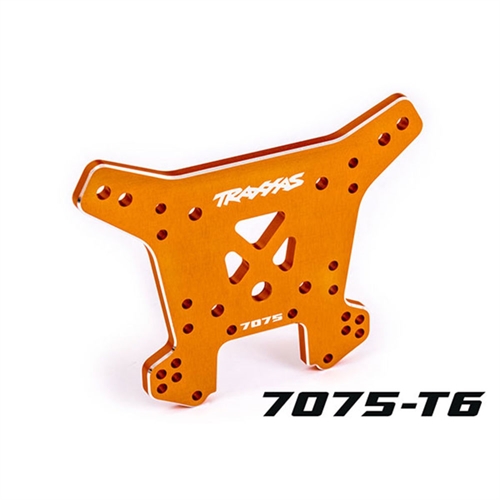 Shock tower, rear, 7075-T6 aluminium (orange-anodised) (fits Sledge)