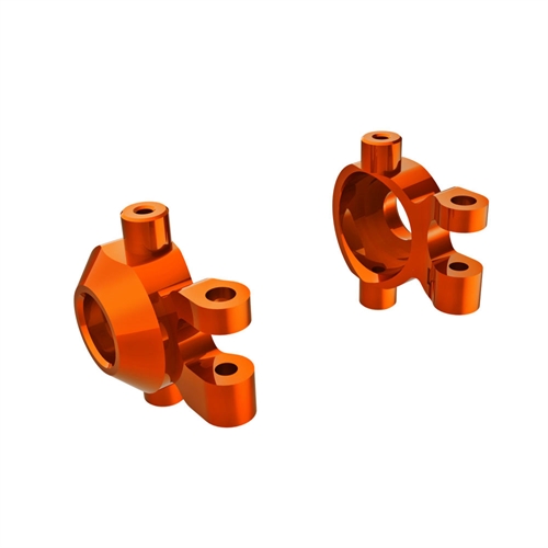 Steering blocks, 6061-T6 aluminium (orange-anodised) (left & right)/ 2.5x12mm BCS (with threadlock) (2)/ 2x6mm SS (with threadlock) (4)