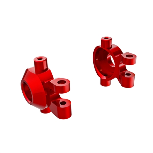 Steering blocks, 6061-T6 aluminium (red-anodised) (left & right)/ 2.5x12mm BCS (with threadlock) (2)/ 2x6mm SS (with threadlock) (4)