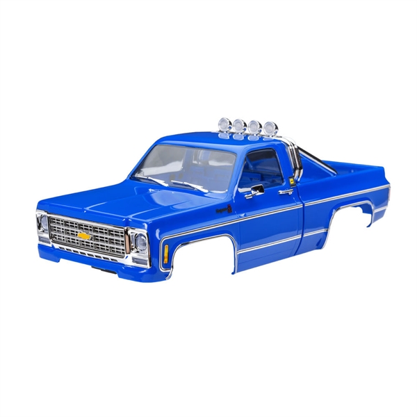 Body, Chevrolet K10 Truck (1979), complete, blue (includes grille, side mirrors, door handles, roll bar, windshield wipers, & clipless mounting) (requires #9835 front & rear bumpers)