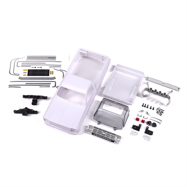 Body, Chevrolet K10 Truck (1979), complete (unassembled) (white, requires painting) (includes grille, side mirrors, door handles, roll bar, windshield wipers, & clipless mounting) (requires #9835 front & rear bumpers)