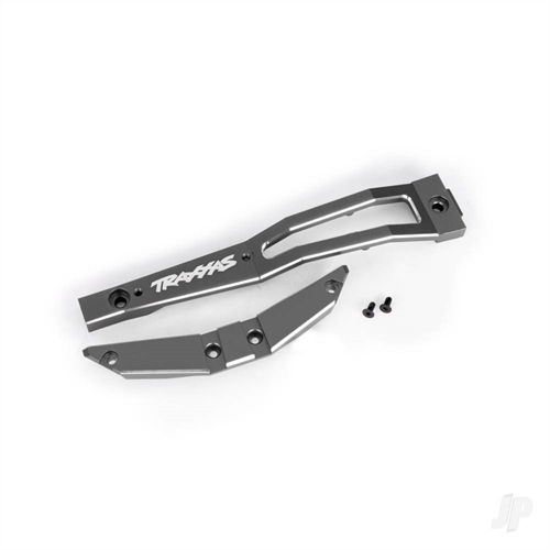 Chassis brace, front, 6061-T6 aluminium (gray-anodised/ 2.5x6mm CCS (with threadlock) (2)