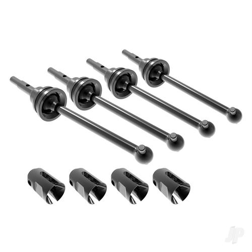 Driveshafts, steel constant-velocity (assembled), front or rear (4), drive cups (4), screw pins (4)