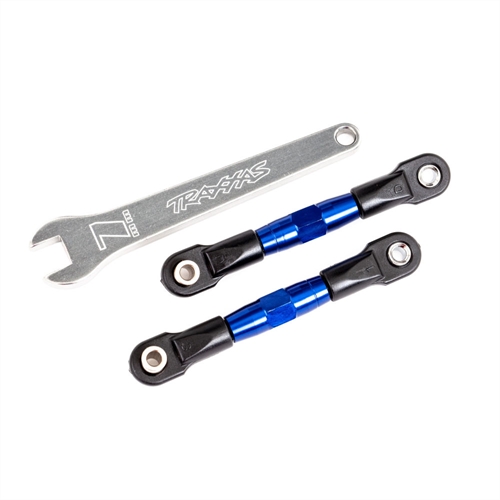 Camber links, rear (TUBES blue-anodised, 7075-T6 aluminium, stronger than titanium) (2) (assembled with rod ends and hollow balls)/ aluminium wrench (1) (fits Drag Slash)