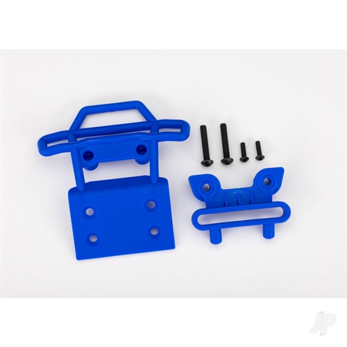 Bumper, front/ bumper mount, front / 4x23mm BCS (2)/ 3x10mm BCS (2) (blue)