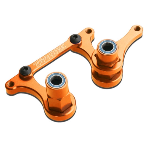 Steering bellcranks, drag link (orange-anodised 6061-T6 aluminium)/ 5x8mm ball bearings (4)/ hardware (assembled)