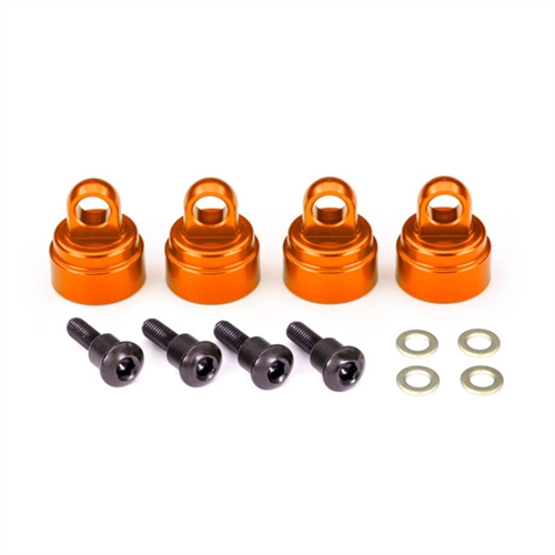 Shock caps, aluminium (orange-anodised) (4) (fits all Ultra Shocks)
