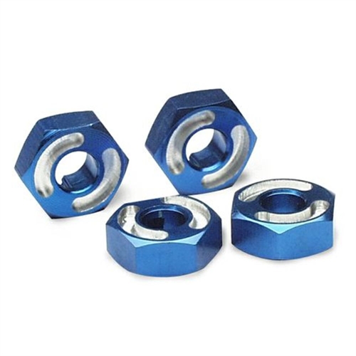 Wheel hubs, hex, 6061-T6 alum (blue)/ axle pins (2.5x10mm)