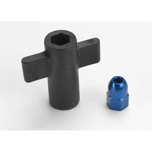Antenna crimp nut, (alu blue-anodised), antenna nut tools