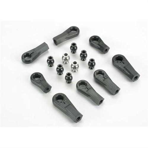Plastic rod ends (8)(1/6, 1/5 scale) (6-black, 2-silver)