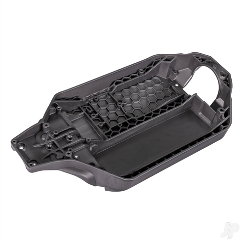 Chassis, charcoal gray (162mm long battery compartment) (fits flat
style battery packs) (use only with #7430R front bulkhead &
#6726X battery hold-down)
