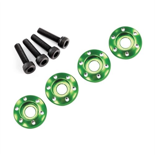 Wheel nut washer, machined aluminium, green / 3x12mm CS (4)