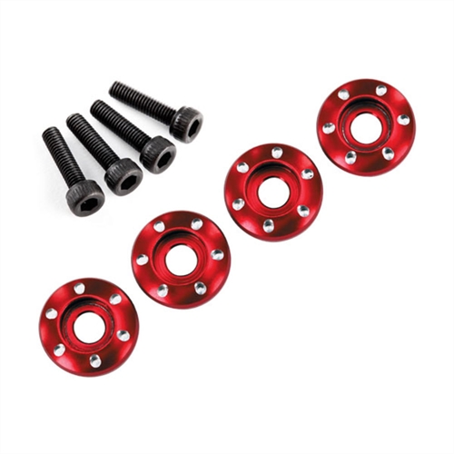 Wheel nut washer, machined aluminium, red / 3x12mm CS (4)