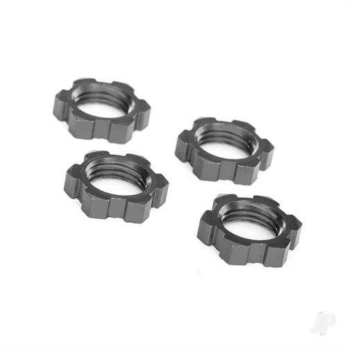Wheel nuts, splined, 17mm, serrated (gray-anodised) (4)