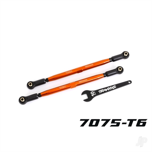 Toe links, front (Tubes orange-anodised, 7075-T6 aluminium, stronger than titanium) (2) (for use with #7895 X-Maxx WideMaxx suspension kit)