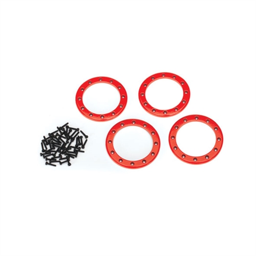 Beadlock rings, red (2.2') (aluminum) (4)/ 2x10 CS (48)