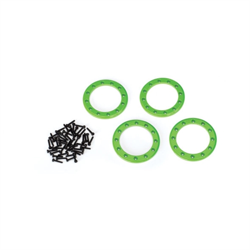 Beadlock rings, green (1.9') (aluminum) (4)/ 2x10 CS (48)