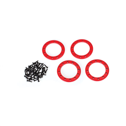 Beadlock rings, red (1.9') (aluminum) (4)/ 2x10 CS (48)