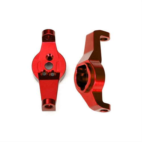 Caster blocks, 6061-T6 aluminum (red-anodized), left and rig