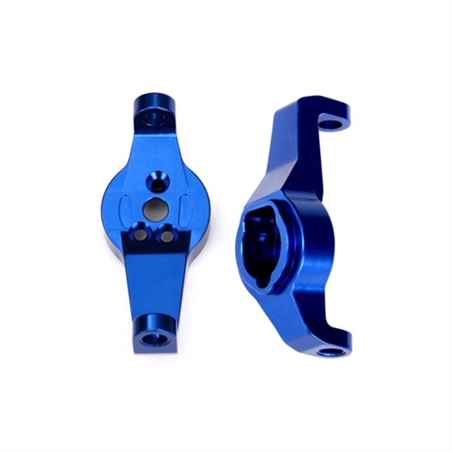Caster blocks, 6061-T6 aluminum (blue-anodized), left and ri