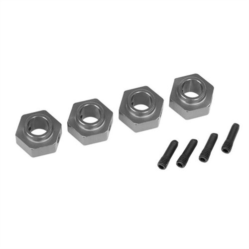 Wheel hubs, 12mm hex, 6061-T6 aluminum (charcoal gray-anodiz