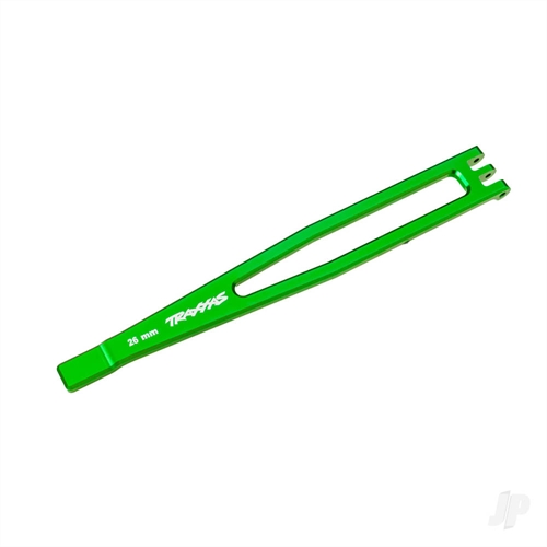 Battery hold-down, 6061-T6 aluminium (green-anodised)