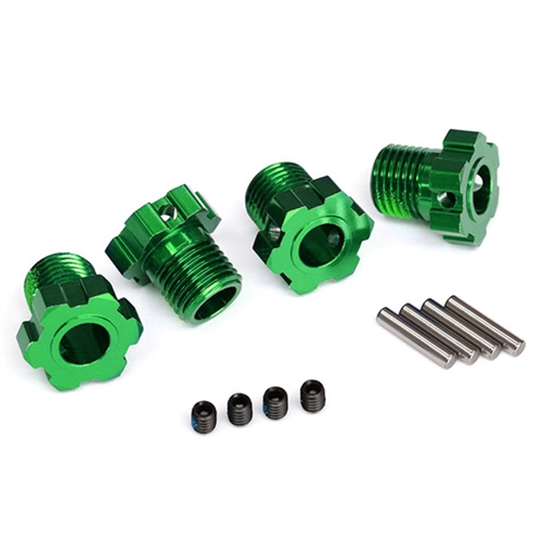 Wheel hubs, splined, 17mm green-anodized (4)/ 4x5 GS (4), 3x