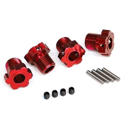 Wheel hubs, splined, 17mm red-anodized (4)/ 4x5 GS (4), 3x14