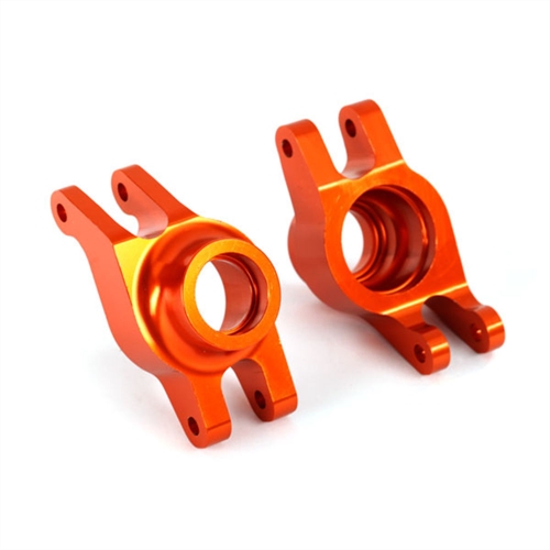 Carriers, stub axle (orange-anodized 6061-T6 aluminum) (rear