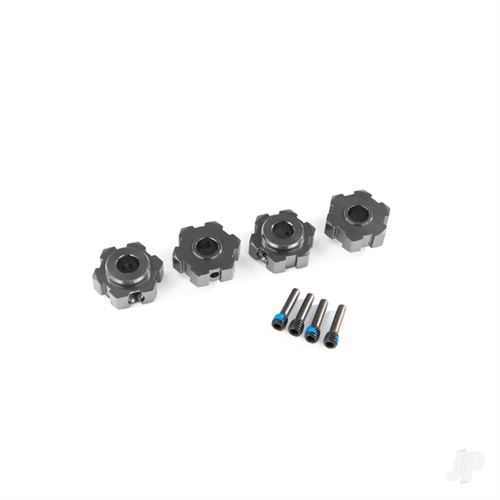 Wheel hubs, hex, aluminium (gray-anodised) (4)/ 4x13mm screw pins (4)