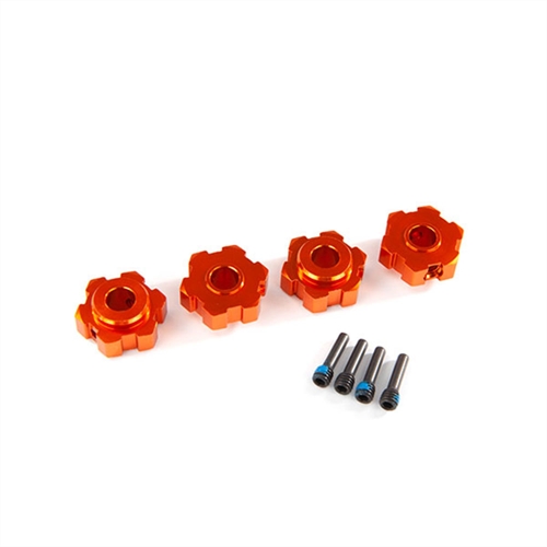 Wheel hubs, hex, aluminum (orange-anodized) (4)