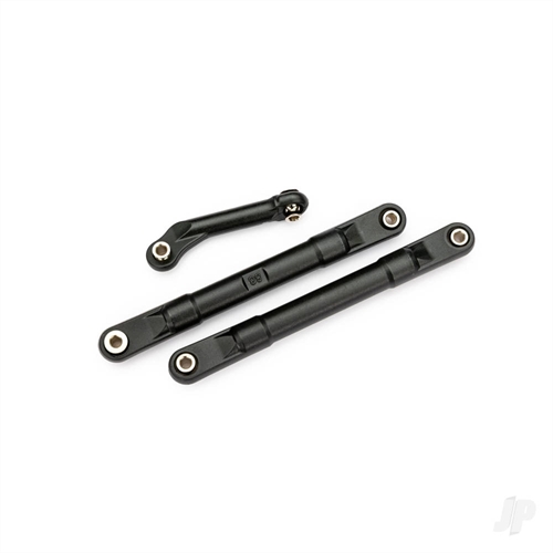 Toe links, molded composite, 98mm (88mm centre to centre) (black) (2)/ steering link (1)