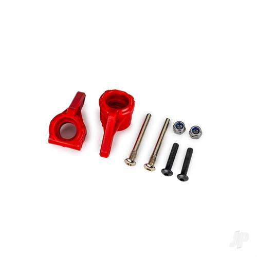 Steering blocks, extreme heavy duty, red (left & right)/ 3x26mm
hinge pins (2)/ 3x15mm BCS (2) (for use with #9180, 9181, 9182
upgrade kit)

