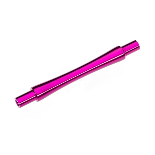 Axle, wheelie bar, 6061-T6 aluminium (pink-anodised) (1)/ 3x12 BCS (with threadlock) (2)
