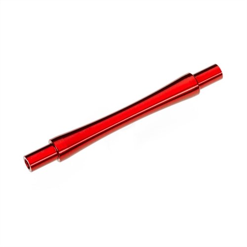 Axle, wheelie bar, 6061-T6 aluminium (red-anodised) (1)/ 3x12 BCS (with threadlock) (2)